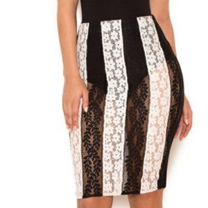 🆕 House of CB Black and White Lace Floral Skirt